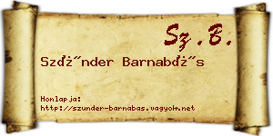 Szünder Barnabás névjegykártya